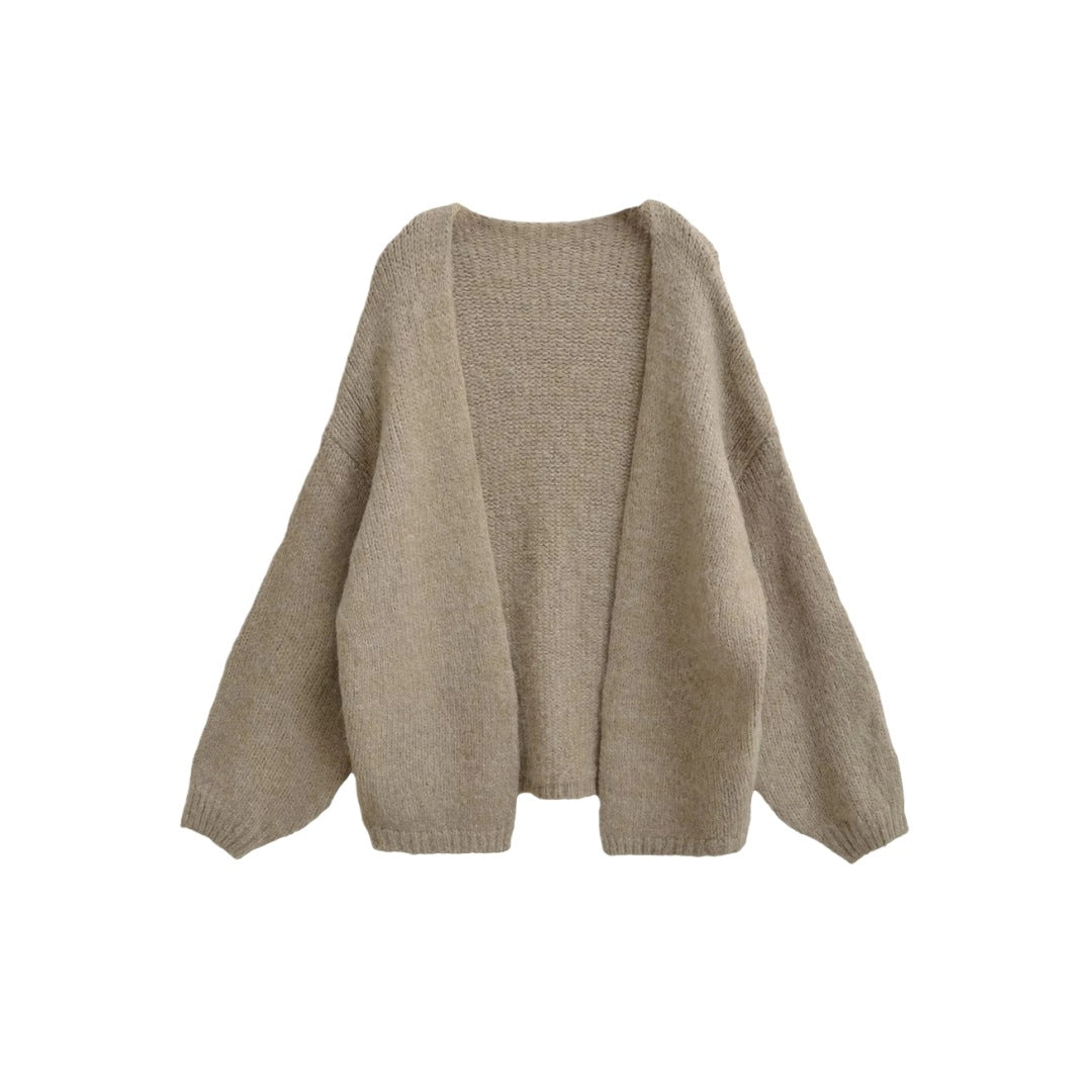 Loose Oversized Knit Cardigan Sweater for Women, Mid-Length, Thick Chunky Knit