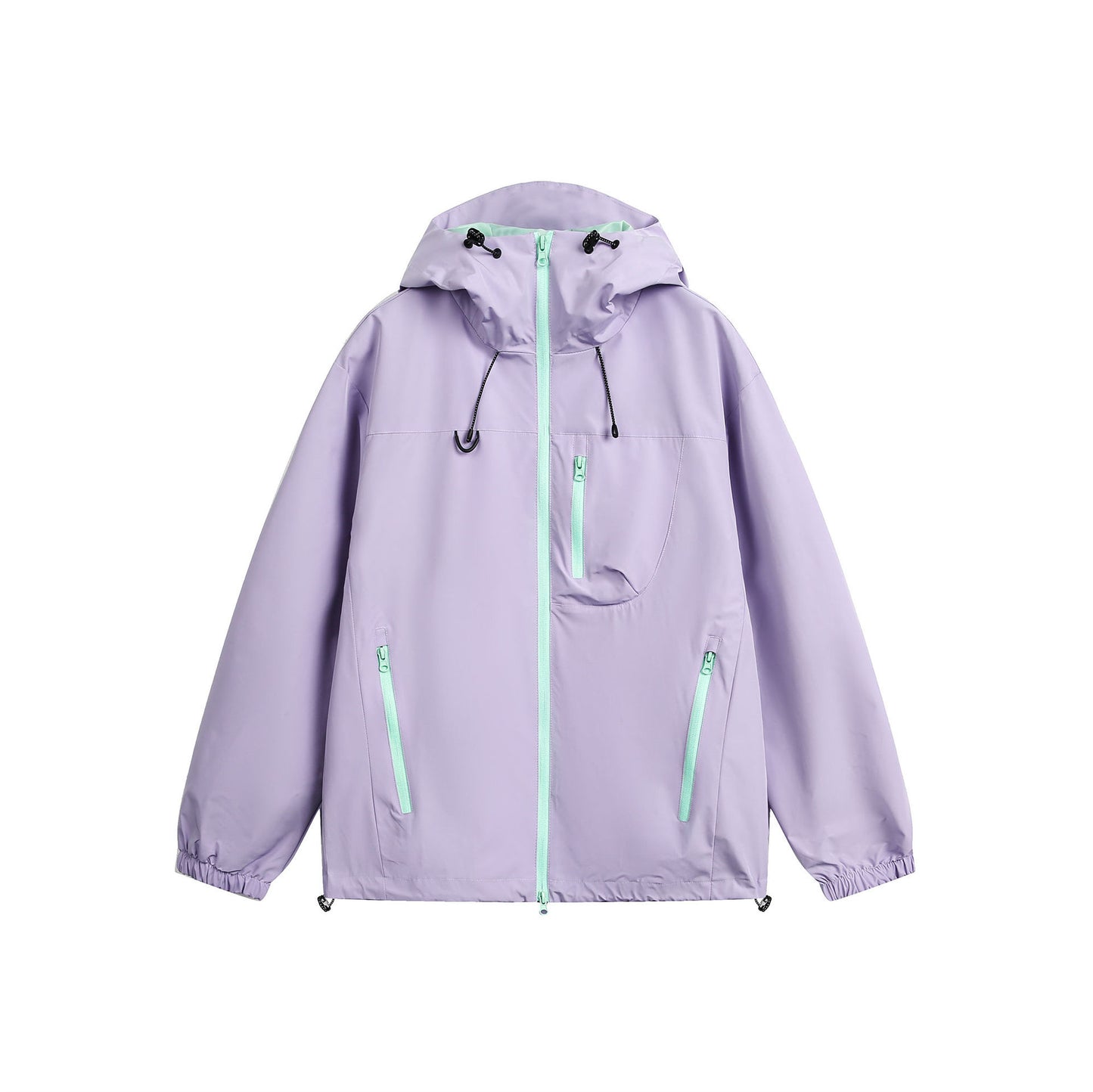 Outdoor hooded color blocked zipper jacket neutral windproof short jacket