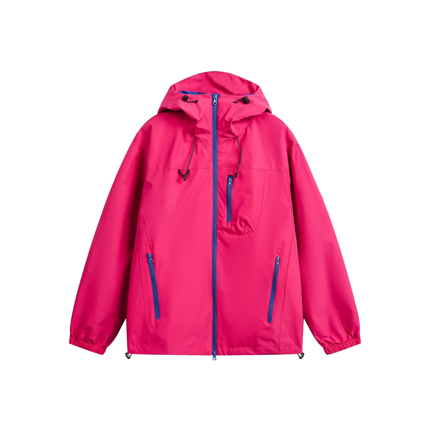 Outdoor hooded color blocked zipper jacket neutral windproof short jacket