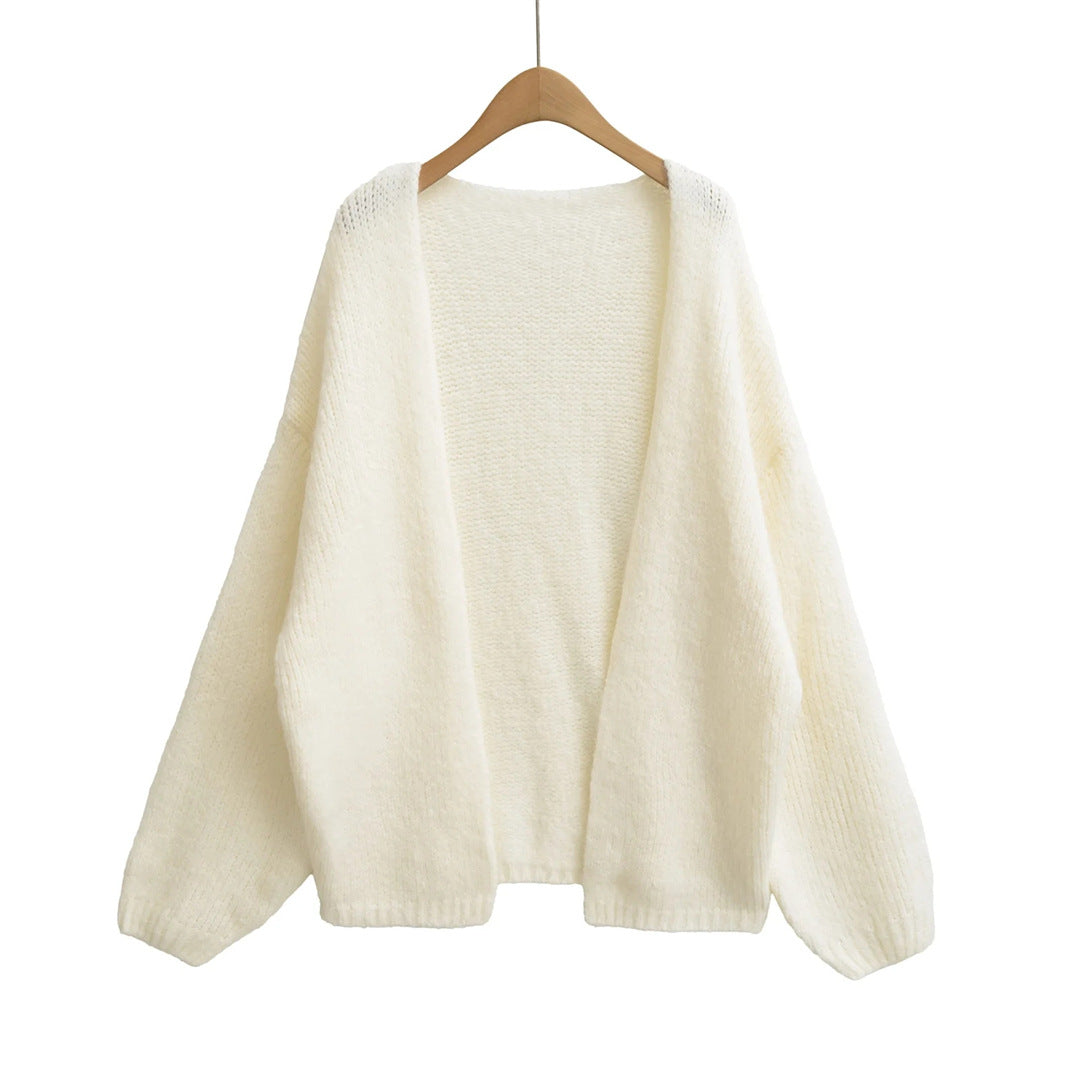 Loose Oversized Knit Cardigan Sweater for Women, Mid-Length, Thick Chunky Knit
