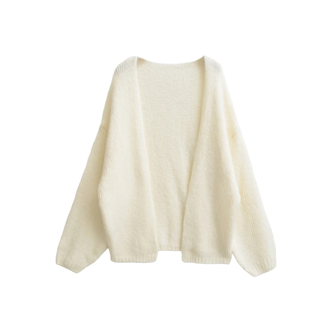 Loose Oversized Knit Cardigan Sweater for Women, Mid-Length, Thick Chunky Knit