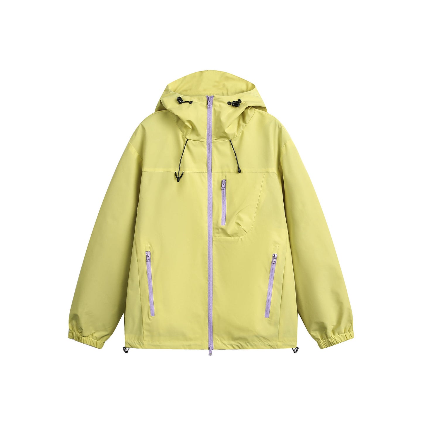 Outdoor hooded color blocked zipper jacket neutral windproof short jacket