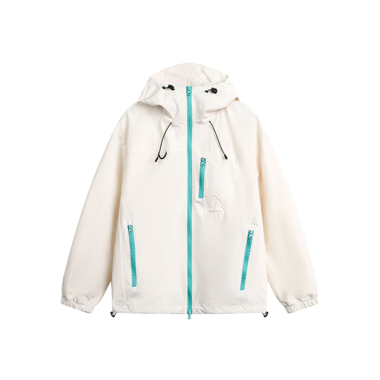 Outdoor hooded color blocked zipper jacket neutral windproof short jacket