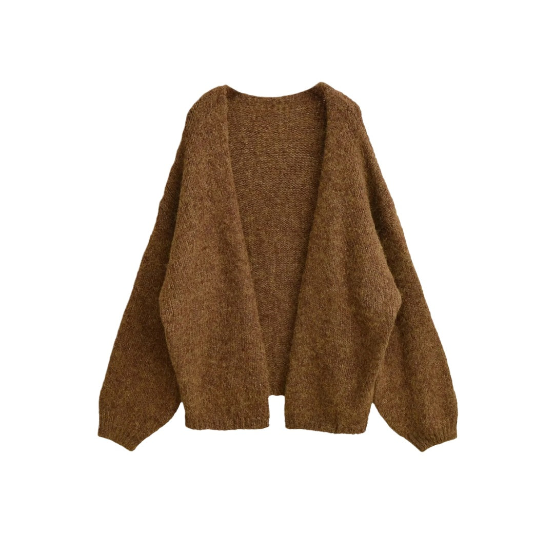 Loose Oversized Knit Cardigan Sweater for Women, Mid-Length, Thick Chunky Knit